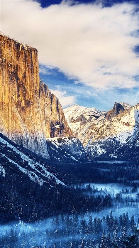 Yosemite National Park Winter Landscape iPhone 8 Wallpapers Free Download