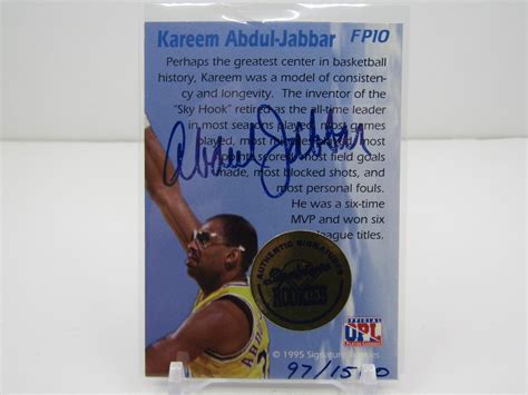 KAREEM ABDUL-JABBAR 1995 SIGNATURE ROOKIES AUTOGRAPH AUTO! #97/1500 ...