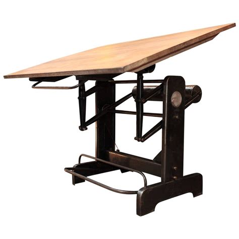 Industrial Adjustable French Architect's Drafting Table, 1950s at 1stdibs