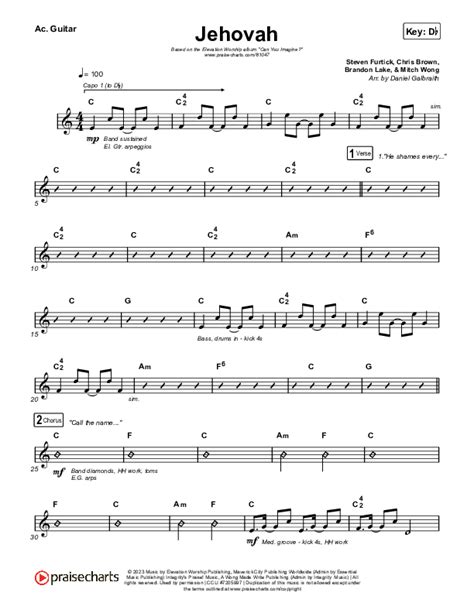 Jehovah Acoustic Guitar Sheet Music PDF (Elevation Worship / Chris Brown) - PraiseCharts