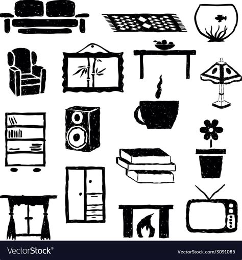 Living room doodle images Royalty Free Vector Image
