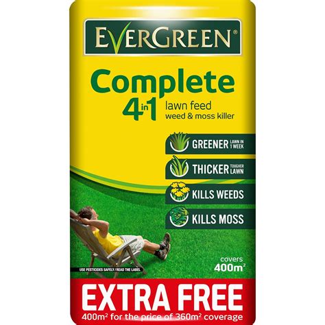 EverGreen 400sqm Complete 4-in-1 Lawn Care, Lawn Food, Weed and Moss ...