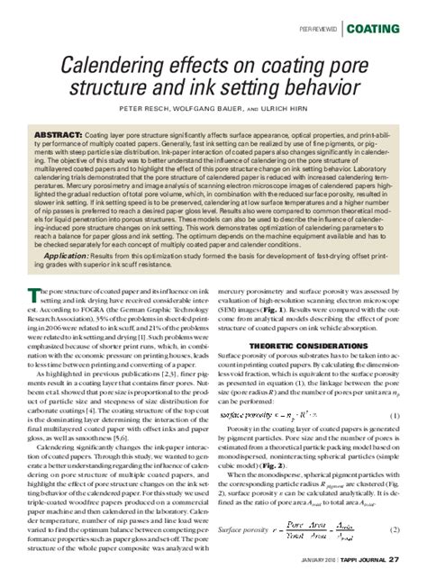 (PDF) Calendering effects on coating pore structure and ink setting behavior | Ulrich Hirn and ...