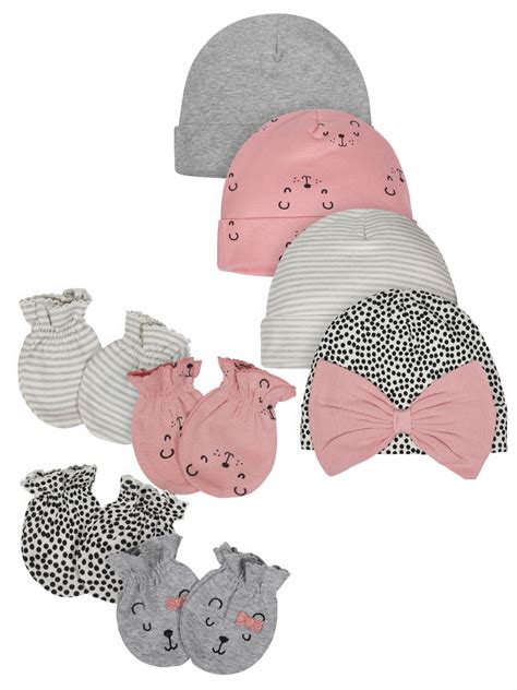 Gerber - Gerber Organic Baby Girl Mittens and Caps Bundle, 8-Piece Set - Walmart.com - Walmart.com