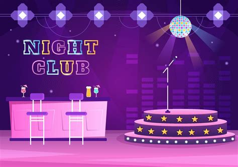 Night Club Interior Cartoon Illustration for Nightlife like a Young ...