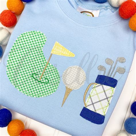 Golf trio applique embroidery design | Embroidery design | Cosellie