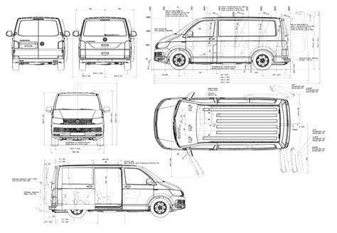 Volkswagen Transporter T6 2016 Blueprint - Download free blueprint for ...