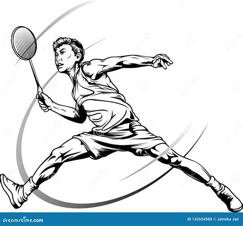 Male Badminton player stock vector. Illustration of isolated - 132654588