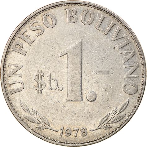 Coin, Bolivia, Peso Boliviano, 1978, EF(40-45), Nickel Clad Steel, KM:192