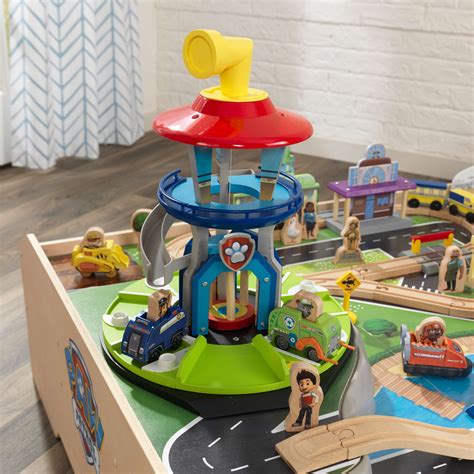 Buy KidKraft PAW Patrol Adventure Bay Wooden Play Table with Rotating Lookout Tower, 73 Pieces ...