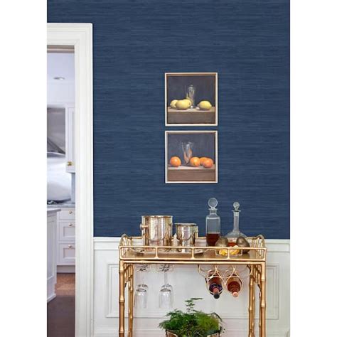 Buy Navy Blue Classic Faux Grasscloth Peel and Stick Wallpaper Online ...