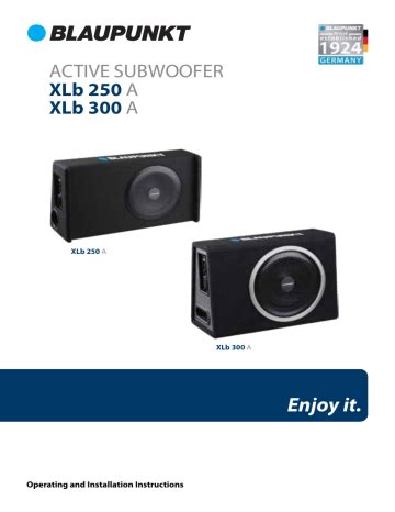 Blaupunkt Active Subwoofer Installation Guide | Manualzz