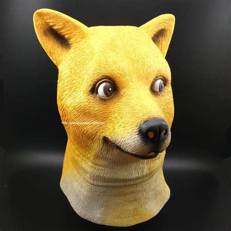 Creepy Doge Dog Mask Halloween Happy Dog Latex Masks Cosplay Yellow Dog Masks Cute Pet Costume ...