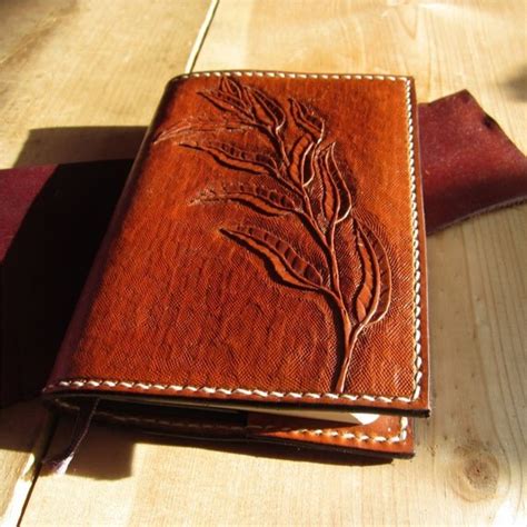 Leather journal cover / notebook cover refillable with hand