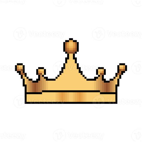 Pixel art crown. Pixel art golden crown. Pixel art royal king hat. Transparent background ...