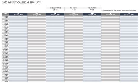 Google Sheets Monthly Schedule Template