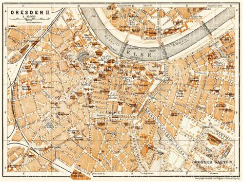 Old map of Dresden Center in 1906. Buy vintage map replica poster print or download picture