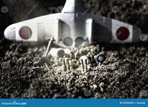 Toys Airplane Crash Simulation Stock Image - Image of lost, nature ...