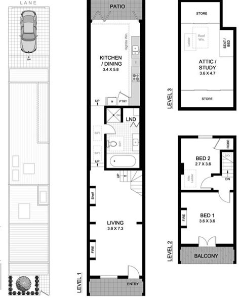 Terrace Floor Plan for Modern Two-Story House