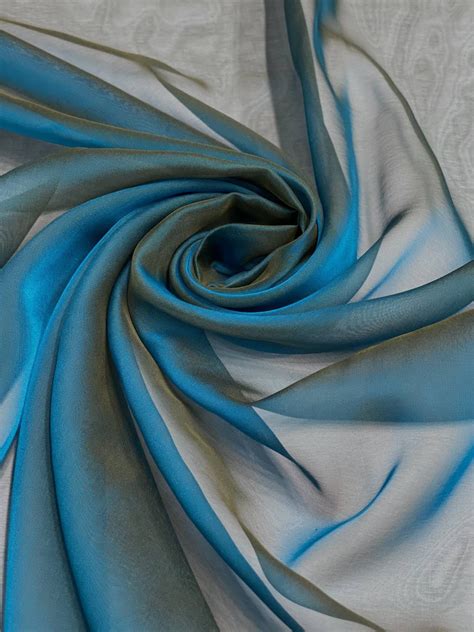 Teal Iridescent Silk Chiffon IC-052 Fabric By The Yard