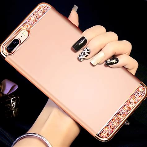 Rose Gold iPhone 8 7 And Plus Diamond Metal Protective Case Cover ...