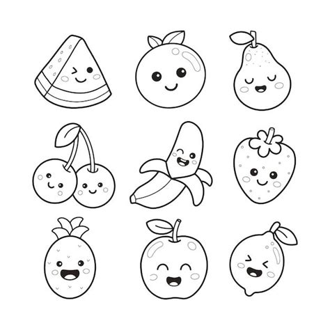 Cute fruits character printable coloring page | Download on Freepik | Páginas para colorir ...