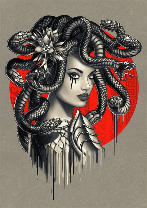 Snake Head Girl Medusa Digital Art by Ben Krefta