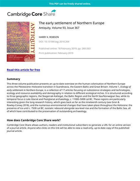 (PDF) The early settlement of Northern Europe