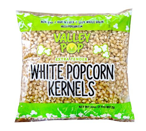 Valley Pop - 2 lb Bag Non-GMO White Popcorn Kernels - 12 Ct