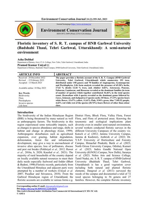 (PDF) Floristic inventory of S. R. T. campus of HNB Garhwal University ...