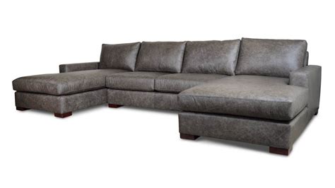 Monroe Double Chaise Leather Sectional - Made in USA | Double chaise ...