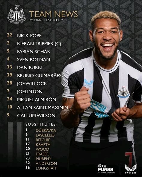 [Newcastle V Man City] - Confirmed Starting Lineup and team News.