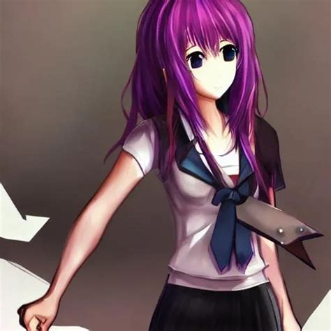 Yuri from DDLC with a knife HD super detailed | OpenArt