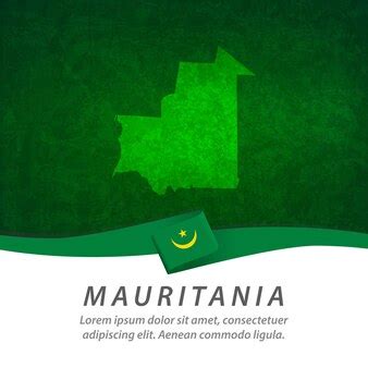 Premium Vector | Mauritania flag with central map