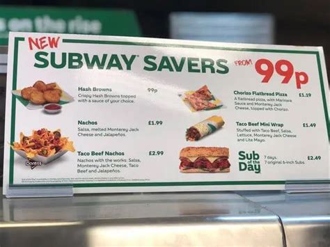 Subway UK Menu with Prices [Updated October 2023]