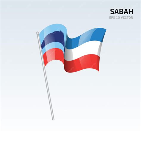 Premium Vector | Waving flag of sabah state and federal territory of ...