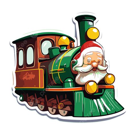 Sticker Santa Is Riding On A Train Clipart Vector, Santa Train, Santa ...