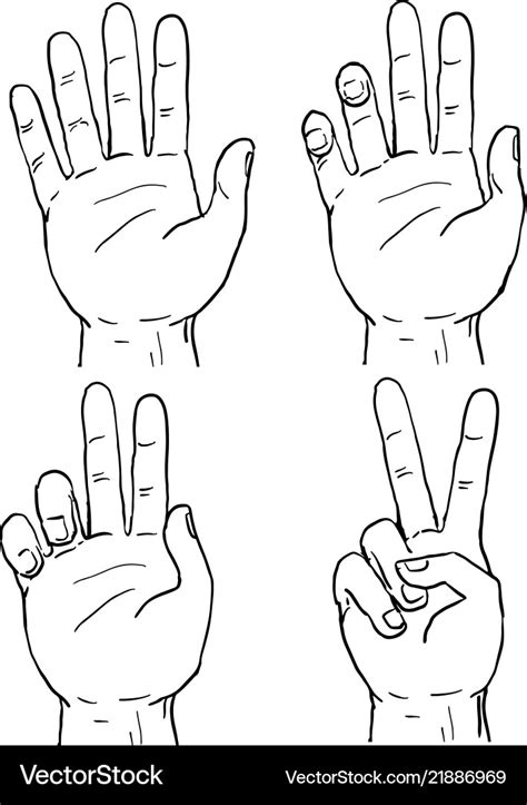 Victory or peace hand sign drawing Royalty Free Vector Image