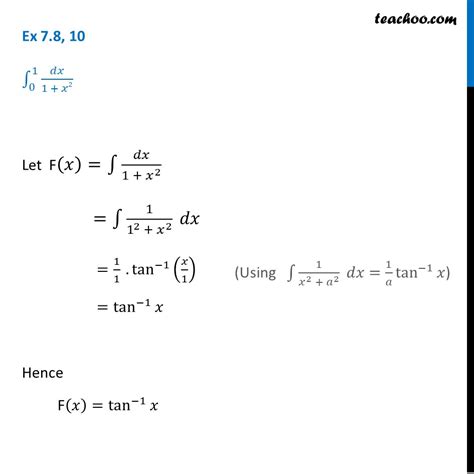 Ex 7.8, 10 - Direct Integrate dx / root 1 + x2 from 0 to 1