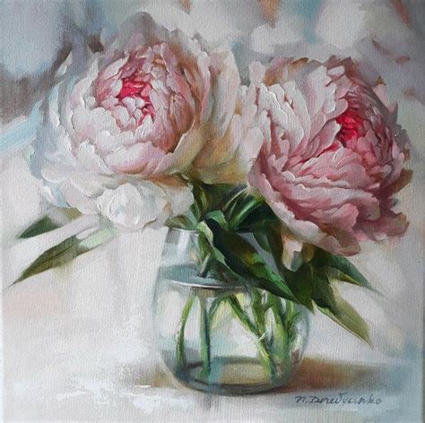 Peonies oil painting canvas original art Floral painting print White ...