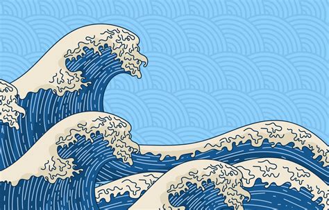 Hand-Drawn Japanese Wave Background 6124029 Vector Art at Vecteezy