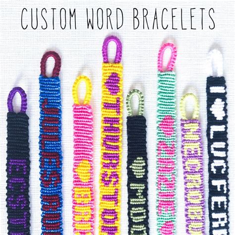 Custom Word Name Friendship Bracelet Made to Order Hand Woven Customised Wristband Choose Your ...