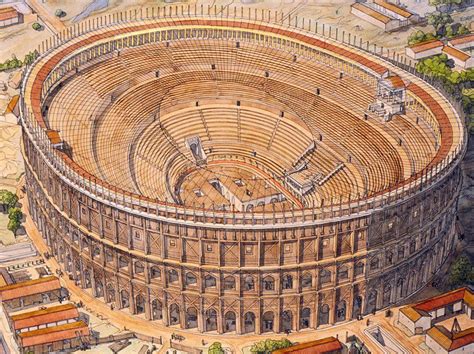 The Amphitheatre of Nero: wooden arena constructed by Nero in 57 AD, on the Campus Martius, a ...