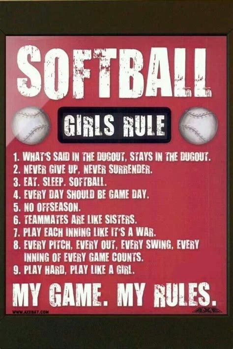 Softball Girls Rule | Softball quotes, Girls softball, Softball rules