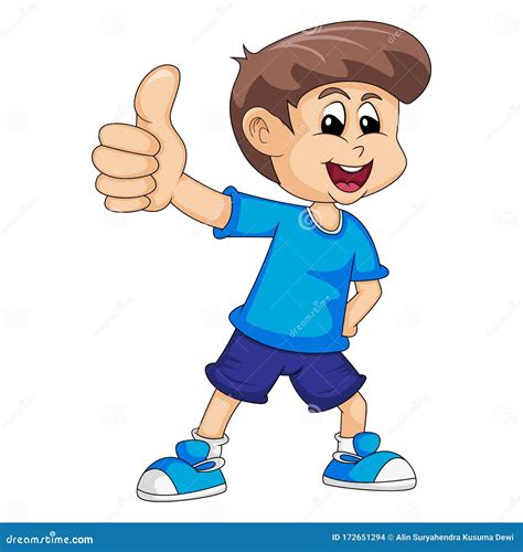 A Boy in Blue Give Thumbs Up Cartoon Vector Illustration Stock Vector - Illustration of people ...