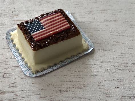 Miniature Cake, Flag Cake, Mini Holiday Fourth of July Cake, Dollhouse Miniature, 1:12 Scale ...