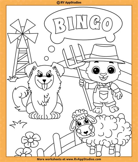 Bingo Kids' Song Coloring Sheet for Children to Color. Free Coloring ...