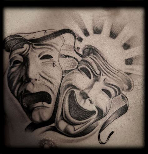 Happy Sad Face Mask Tattoo