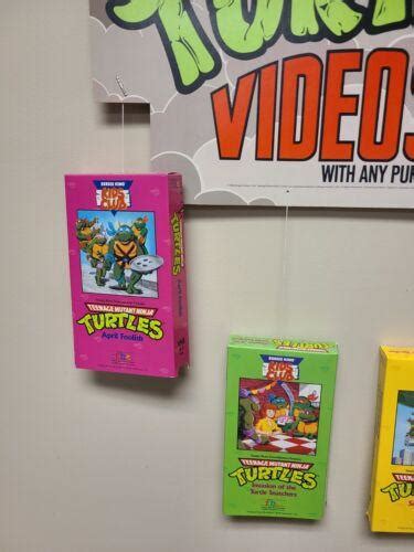 Vintage 1990 TMNT Burger King VHS Lobby Display Sign Kids Club Ninja Turtles | #4559511145