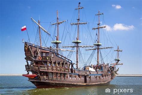 Wall Mural Pirate galleon ship on the water of Baltic Sea in Gdynia, Poland - PIXERS.CA